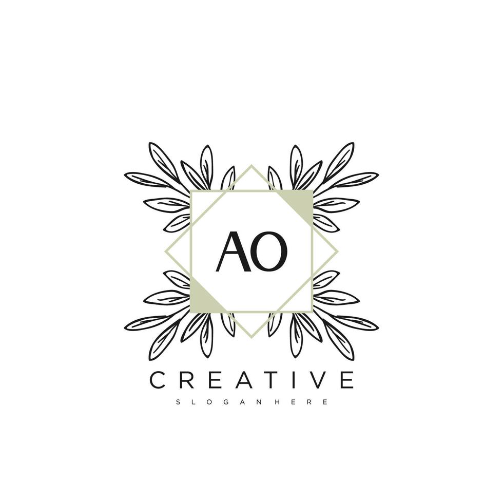 ao lettre initiale fleur logo modèle vecteur art vectoriel premium