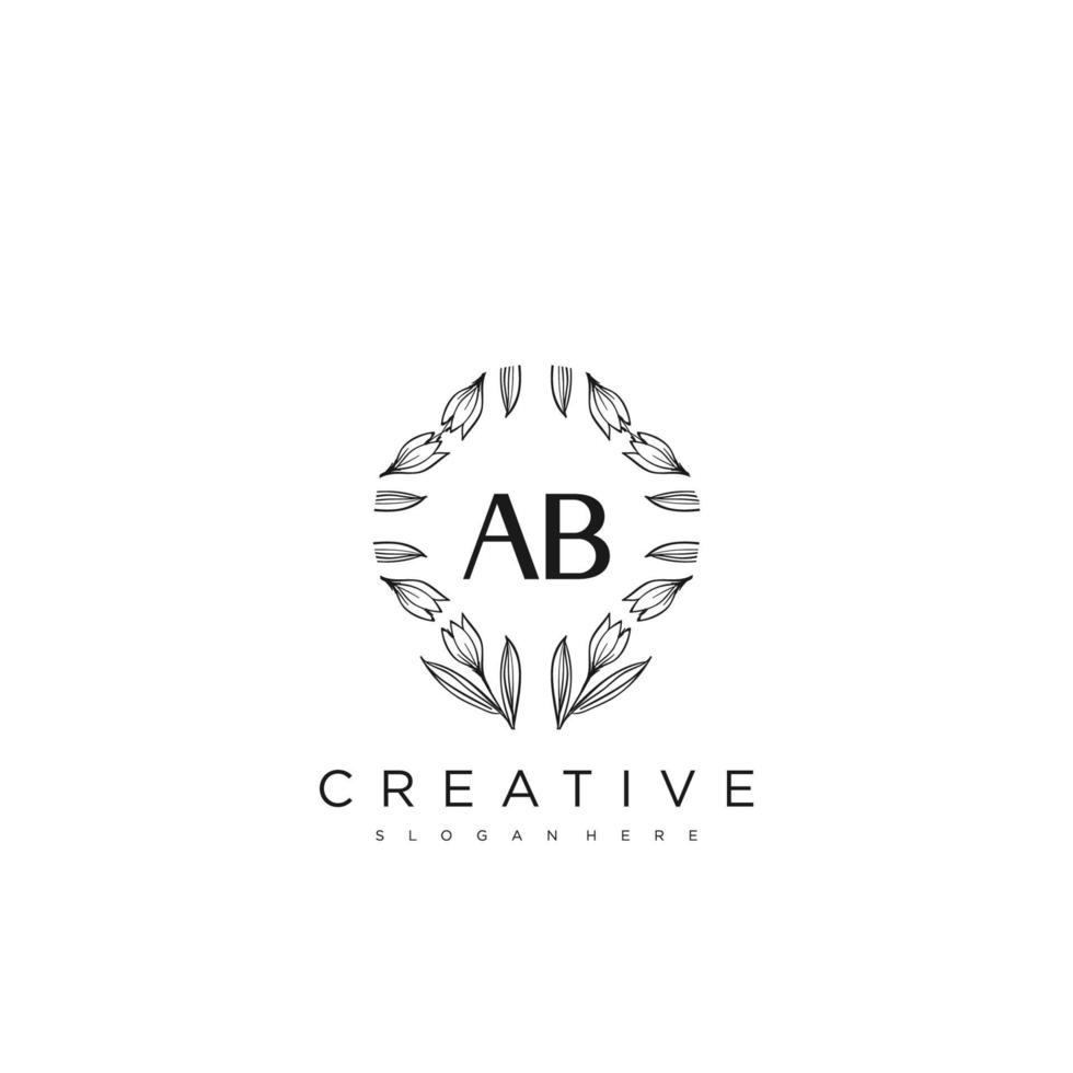 ab lettre initiale fleur logo modèle vecteur art vectoriel premium