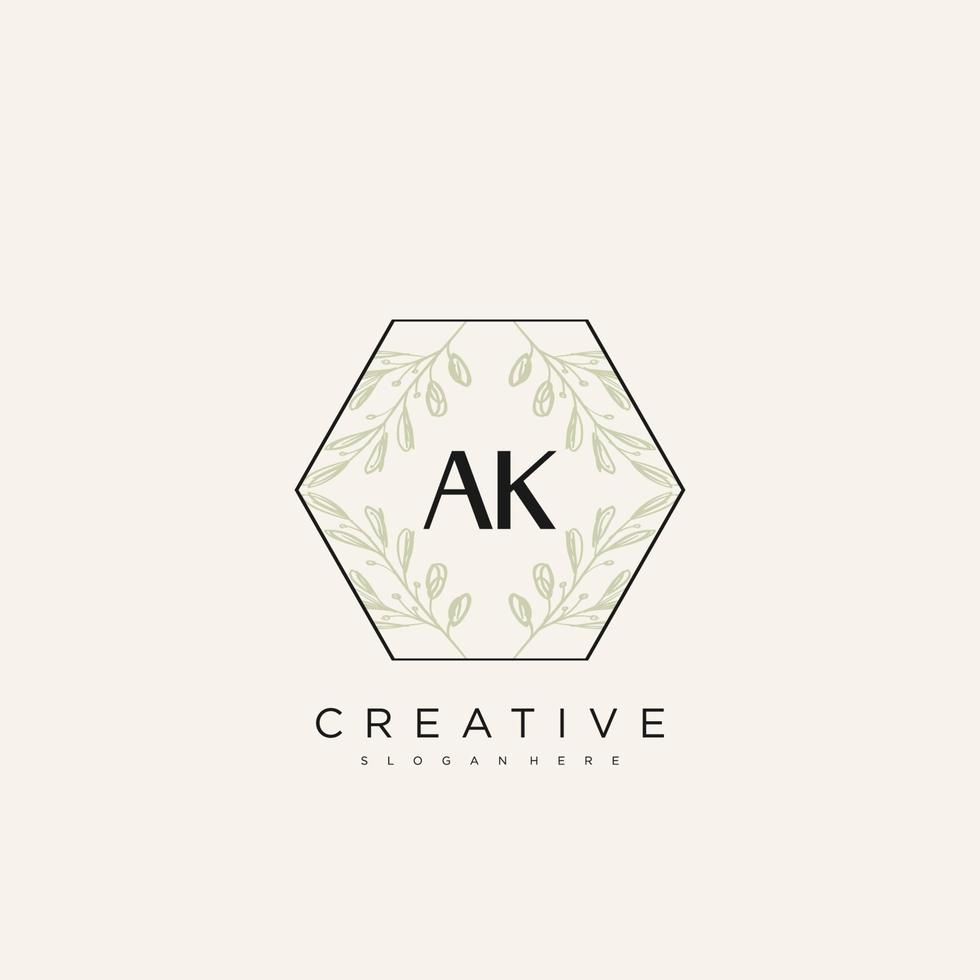 ak lettre initiale fleur logo modèle vecteur art vectoriel premium