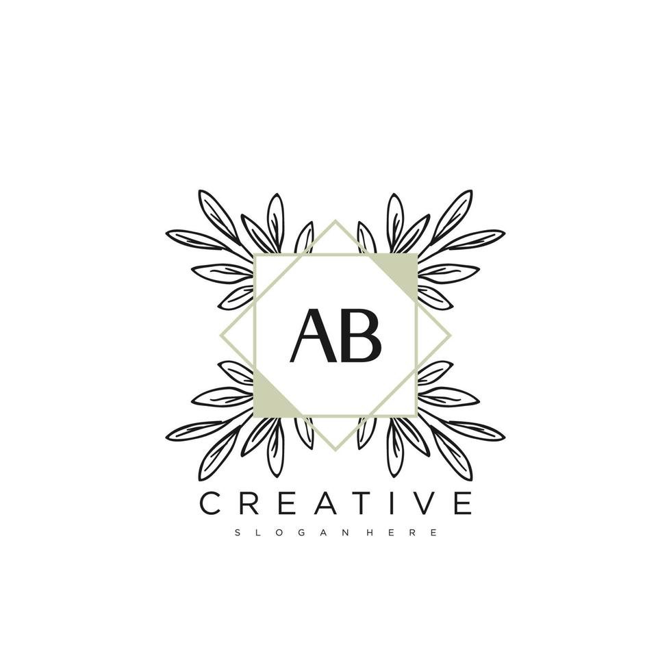 ab lettre initiale fleur logo modèle vecteur art vectoriel premium