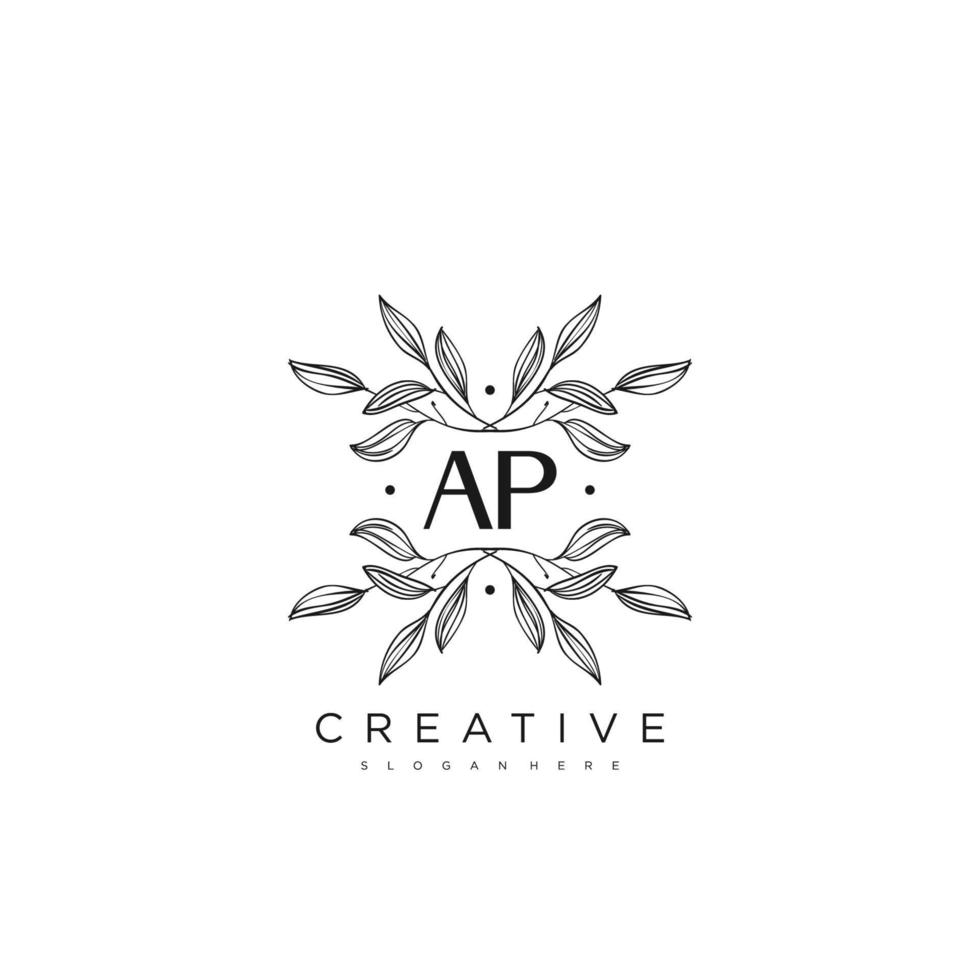 ap lettre initiale fleur logo modèle vecteur art vectoriel premium