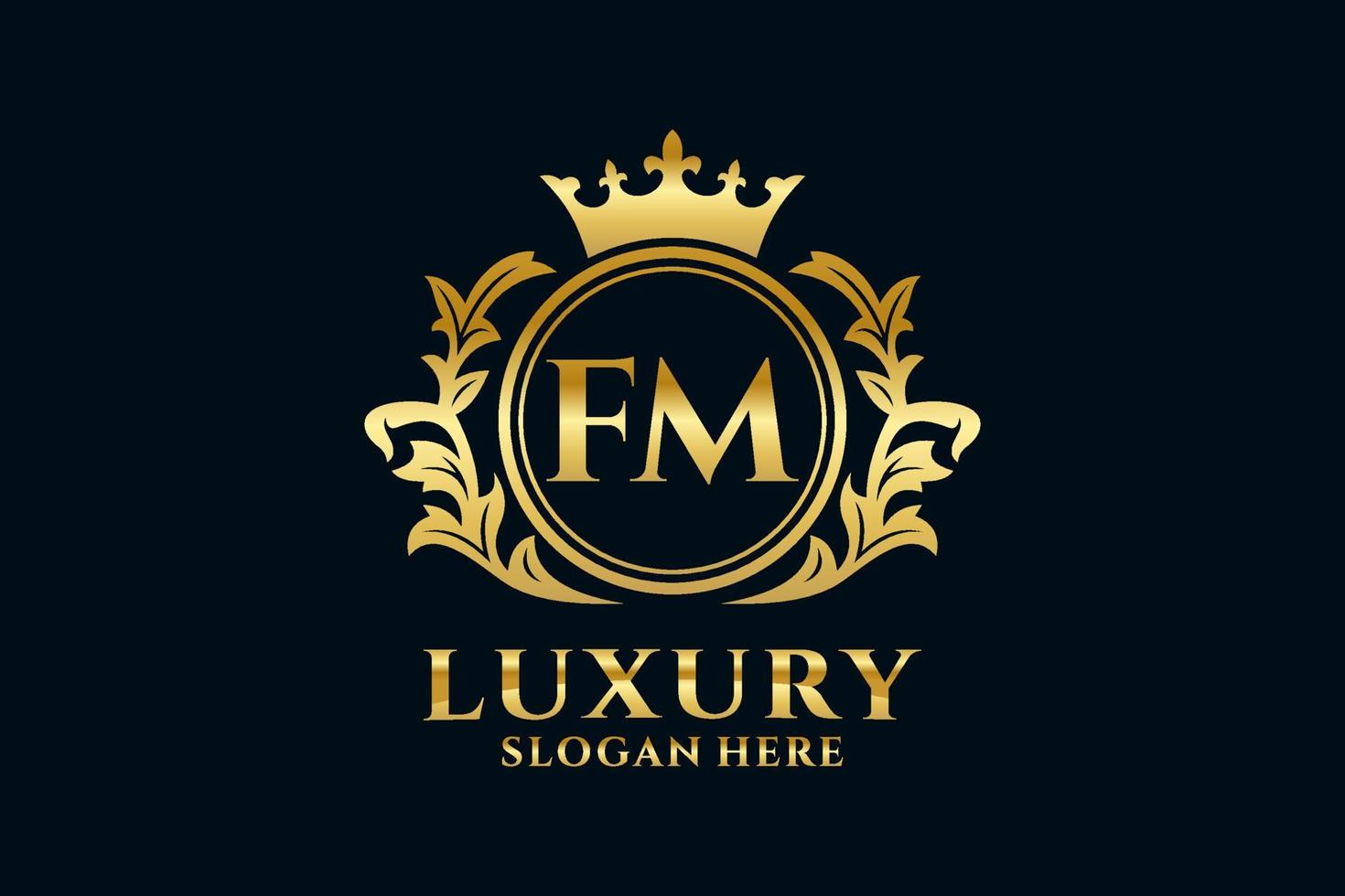 modèle de logo de luxe royal lettre initiale fm dans l'art vectoriel pour les projets de marque luxueux et autres illustrations vectorielles.