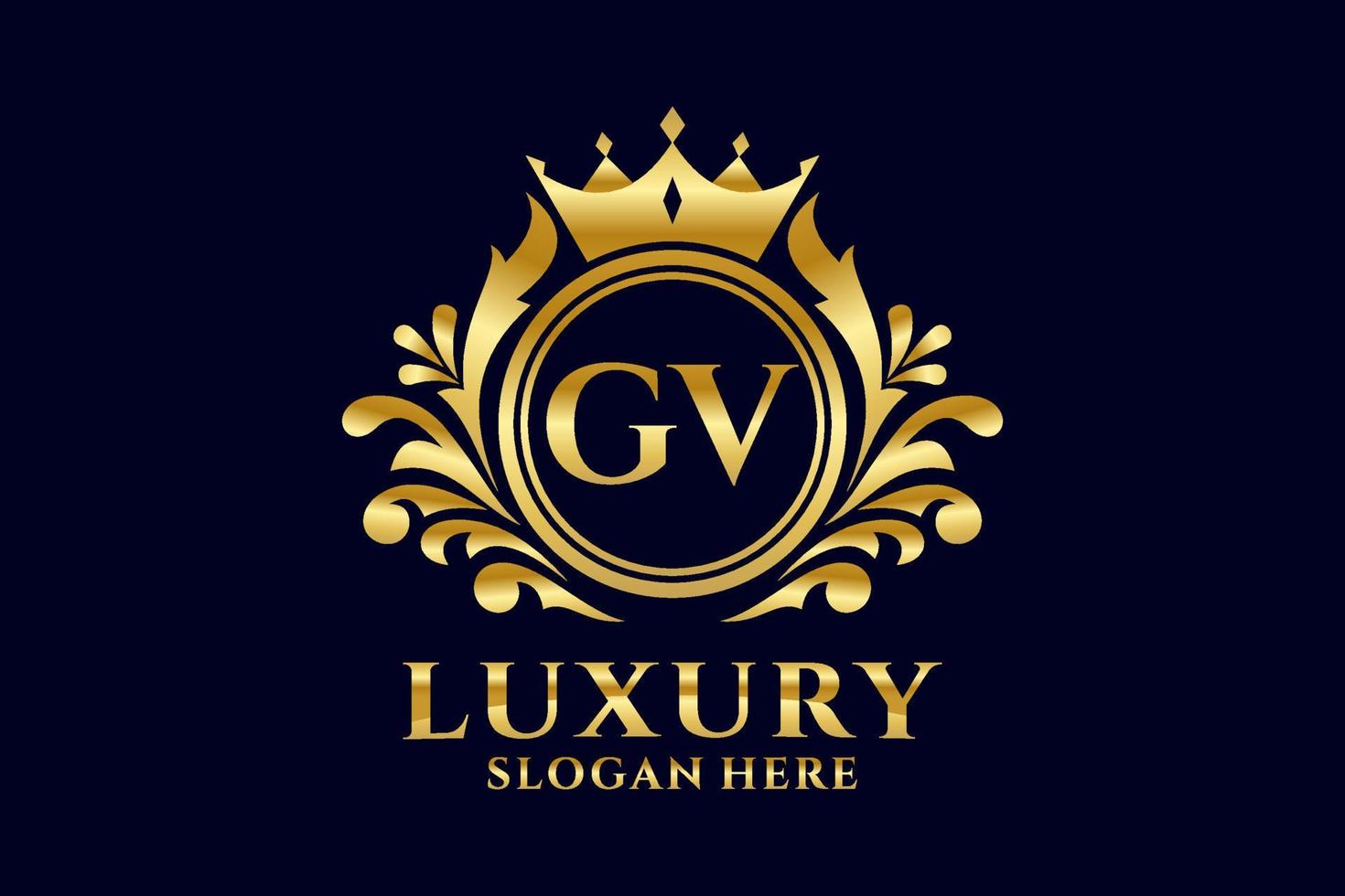 modèle initial de logo de luxe royal de lettre gv dans l'art vectoriel pour des projets de marque luxueux et d'autres illustrations vectorielles.