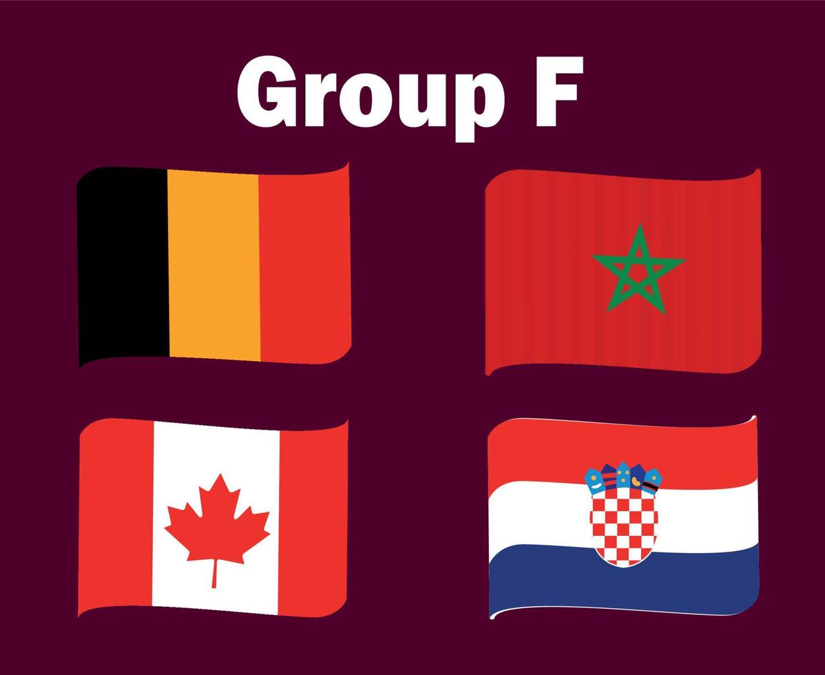 belgique canada croatie et maroc drapeau ruban groupe f symbole conception football final vecteur pays équipes de football illustration