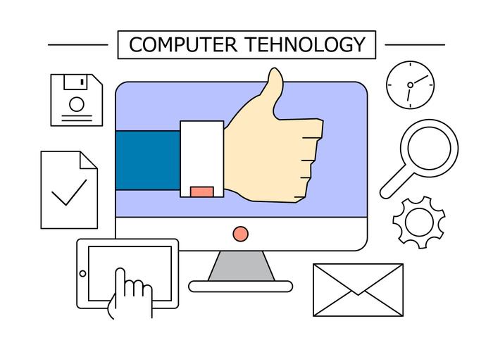 Icônes du bureau de la technologie informatique vecteur