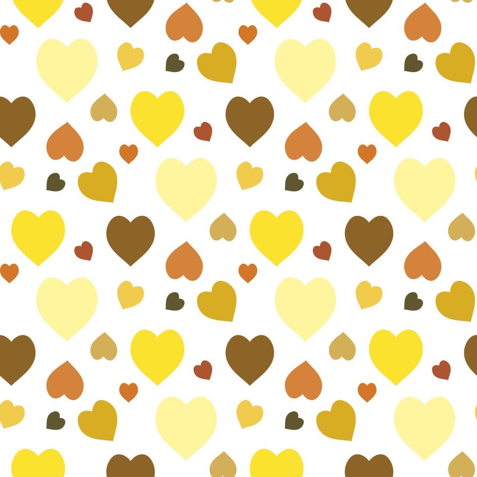 modèle sans couture avec des coeurs jaunes et orange sur fond blanc. image vectorielle. vecteur