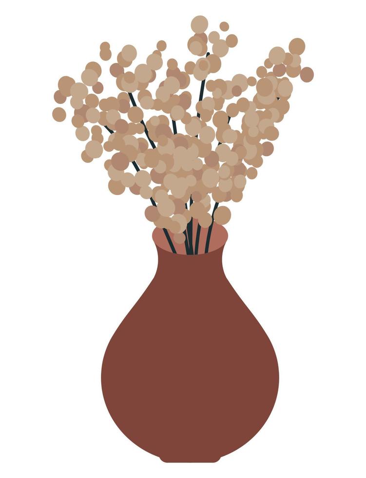 bouquet de fleurs séchées dans un vase illustration vectorielle vecteur