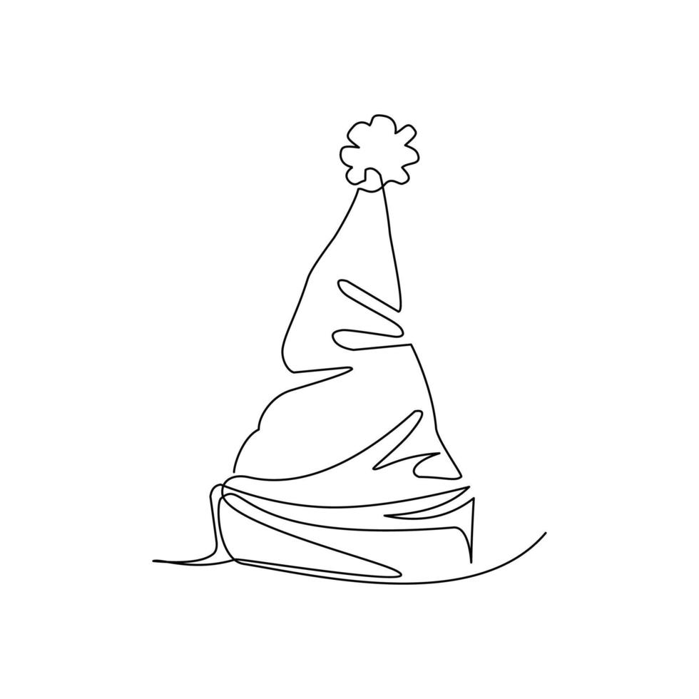 illustration vectorielle d'un chapeau de noël dessiné dans un style d'art en ligne vecteur
