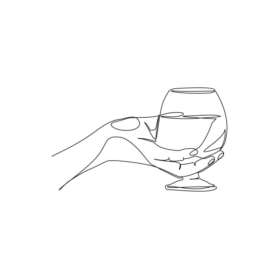 illustration vectorielle d'un verre à la main dessiné dans le style aprt de ligne vecteur