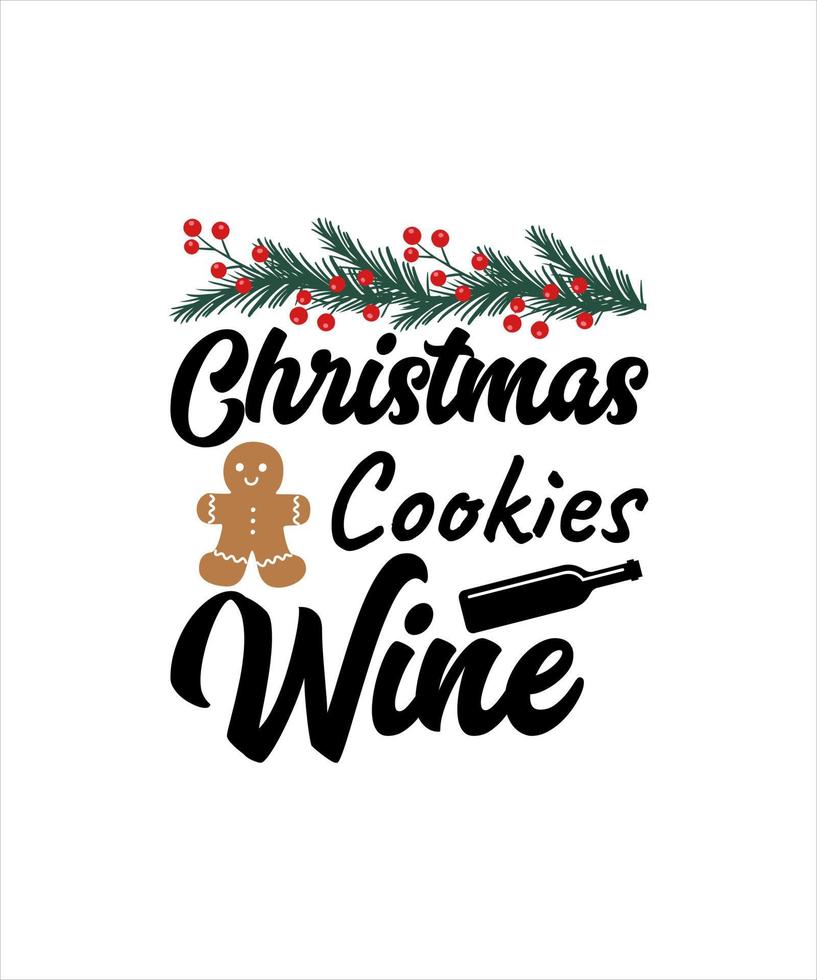 conception de tshirt de logo de vin de biscuits de noël vecteur