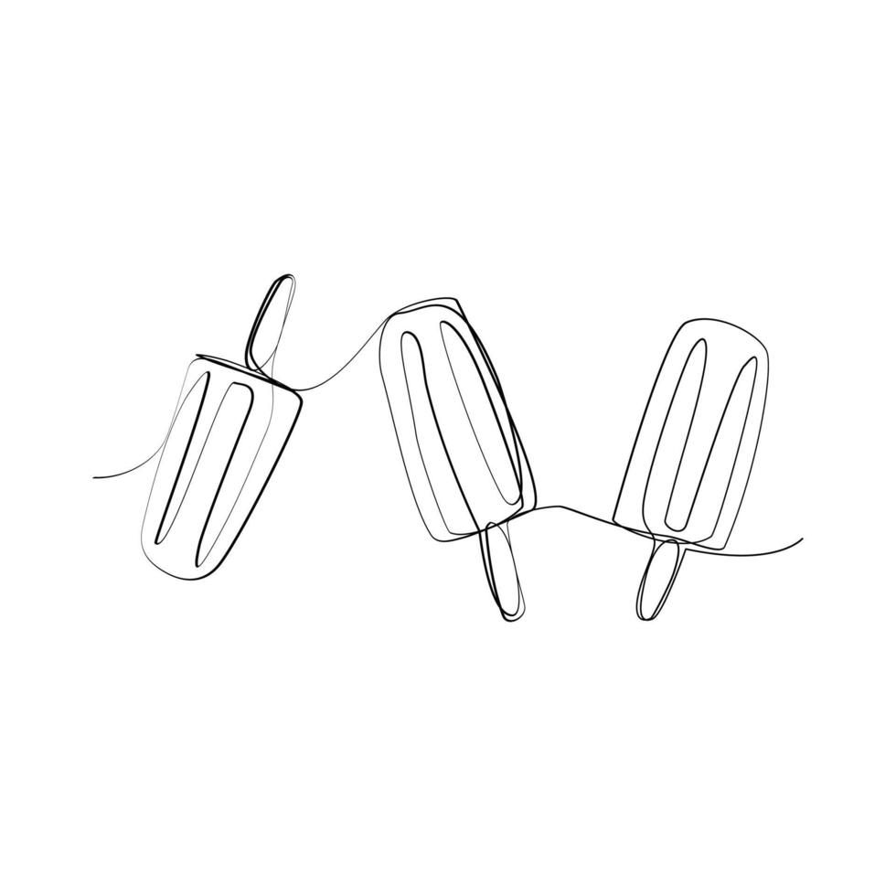 illustration vectorielle de crème glacée dessinée dans un style d'art en ligne vecteur