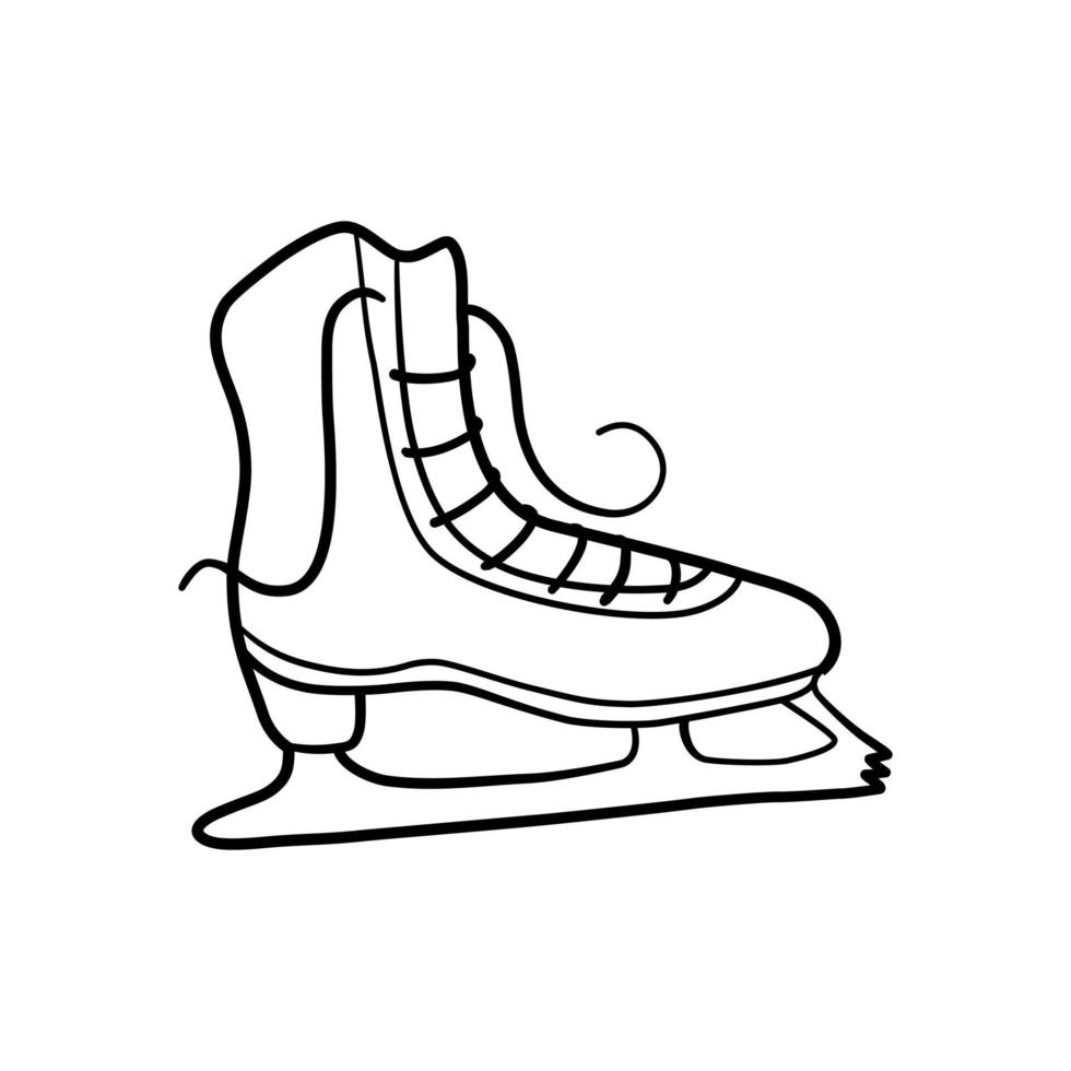 icône de vecteur de patinage artistique d'hiver. illustration de style doodle dessiné à la main du patinage sur glace de loisirs de plein air actif en hiver. symbole de décoration de vacances de noël et du nouvel an.