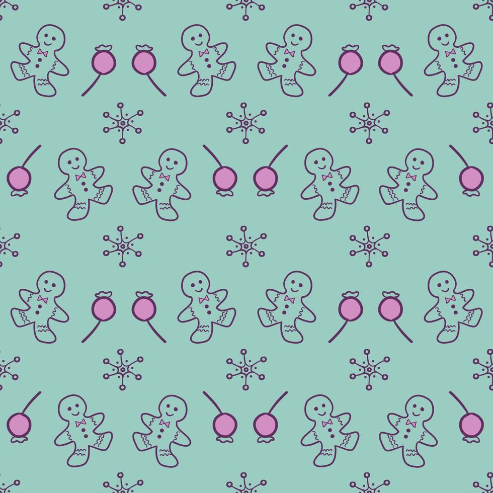 motif de noël de style doodle sans couture vintage. fond mignon avec des éléments de noël ou du nouvel an. illustration vectorielle pour papier d'emballage, tissu, textile, scrapbooking. vecteur