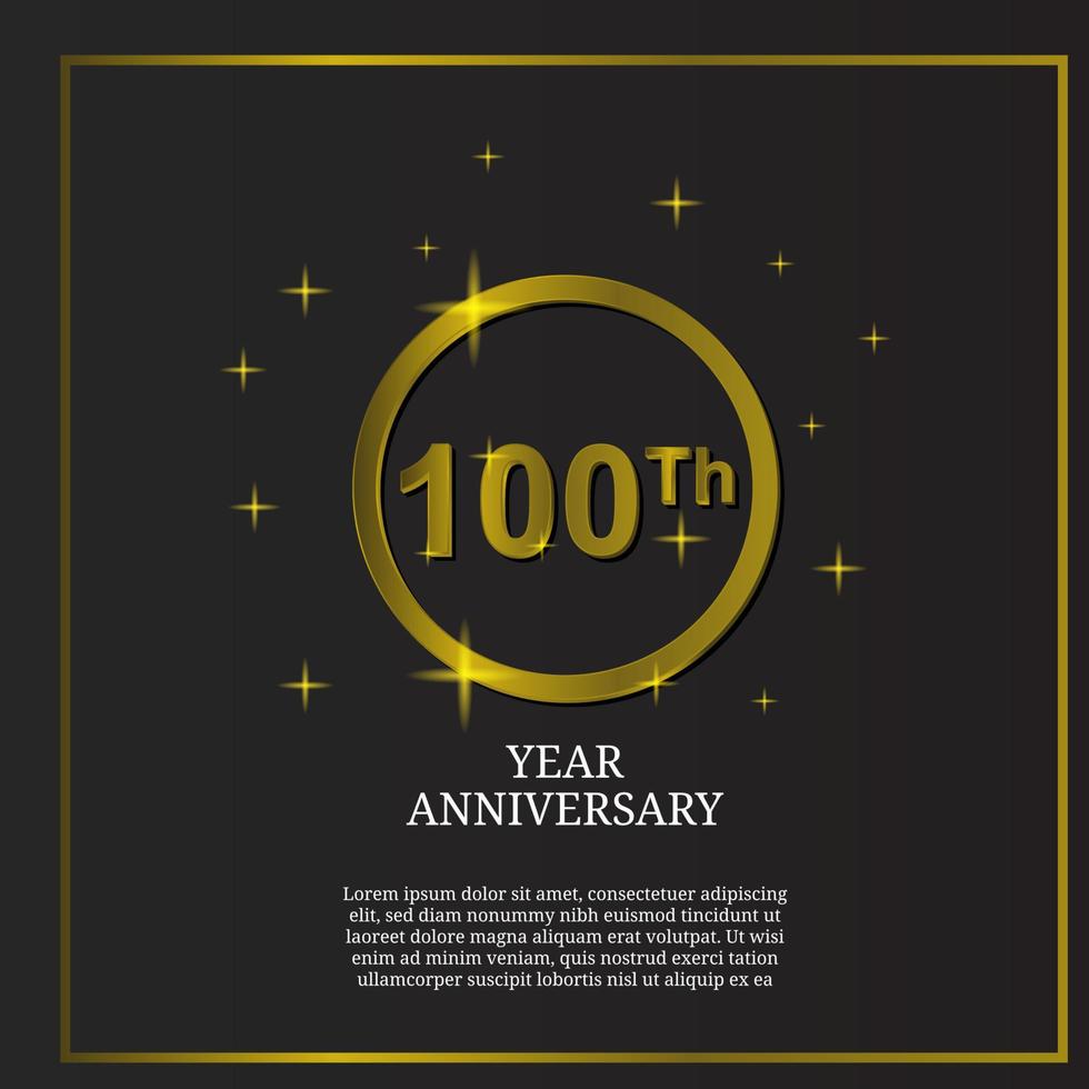 Logo de type icône de célébration du 100e anniversaire en couleur or de luxe vecteur