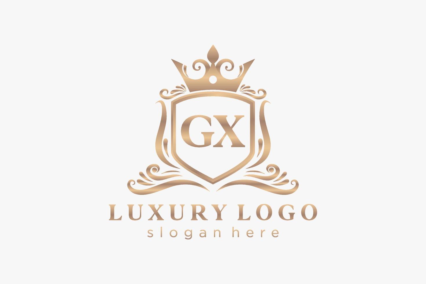 modèle initial de logo de luxe royal de lettre gx dans l'art vectoriel pour le restaurant, la royauté, la boutique, le café, l'hôtel, l'héraldique, les bijoux, la mode et d'autres illustrations vectorielles.