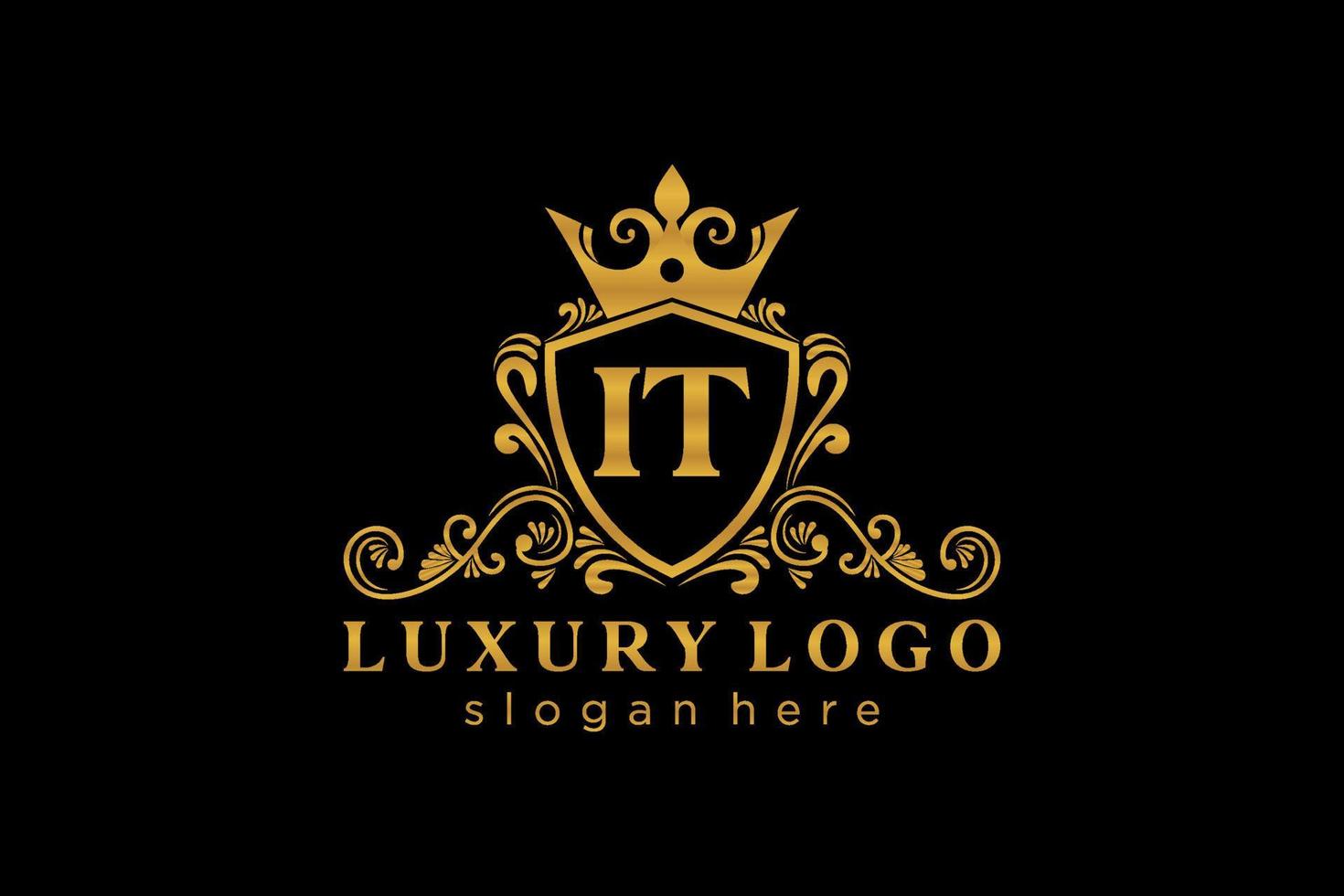initial it letter modèle de logo de luxe royal dans l'art vectoriel pour le restaurant, la royauté, la boutique, le café, l'hôtel, l'héraldique, les bijoux, la mode et d'autres illustrations vectorielles.