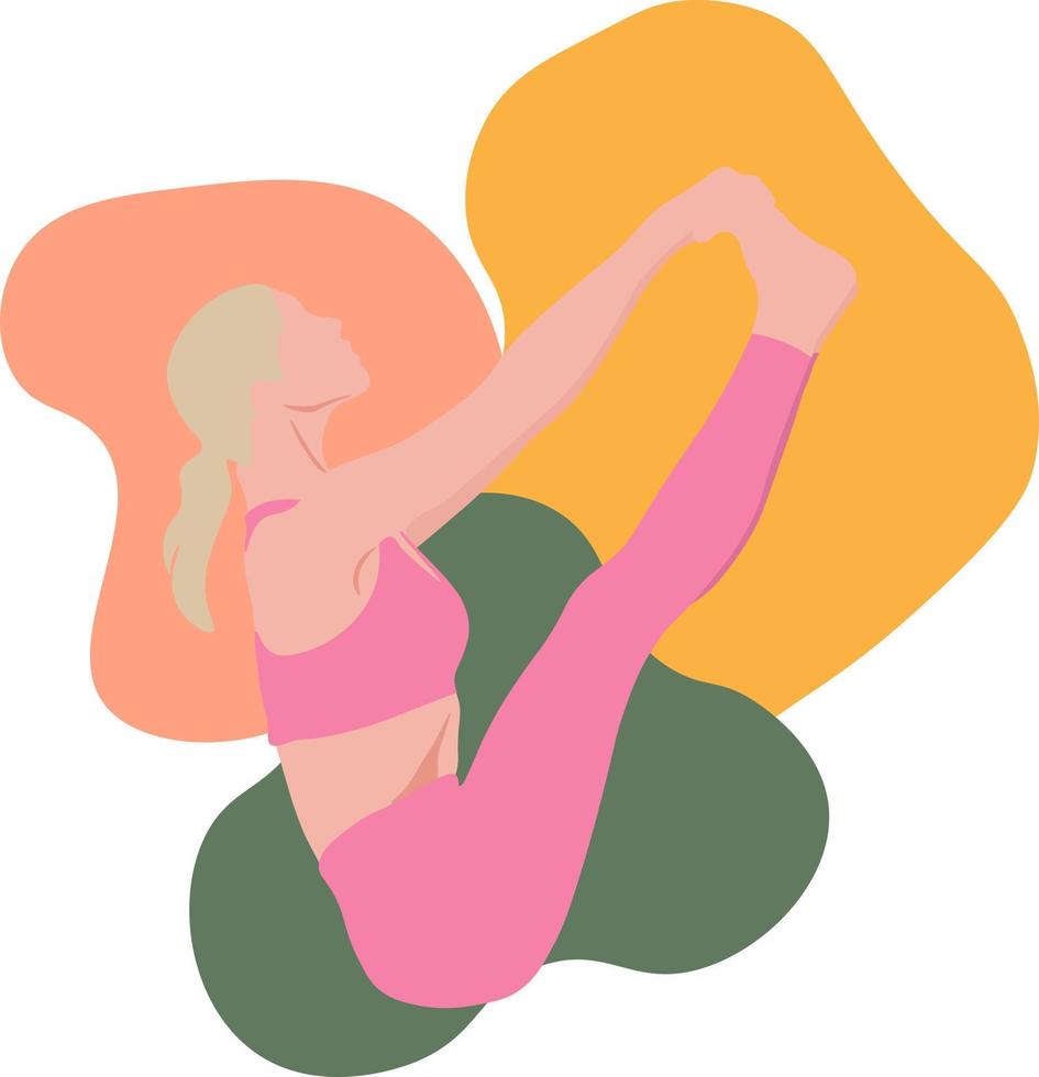 ensemble de jeune femme athlétique mince faisant du yoga et du fitness. mode de vie sain. collection de personnages de dessins animés féminins démontrant diverses positions de yoga isolées sur fond blanc - image vectorielle vecteur