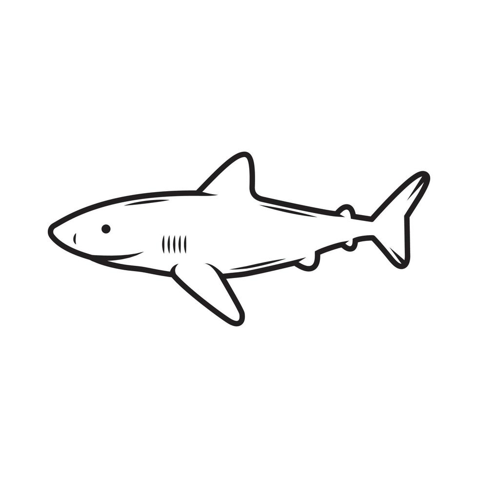 Requin blanc de gravure sur bois rétro vintage. peut être utilisé comme emblème, logo, badge, étiquette. marque, affiche ou impression. art graphique monochrome. illustration vectorielle. vecteur