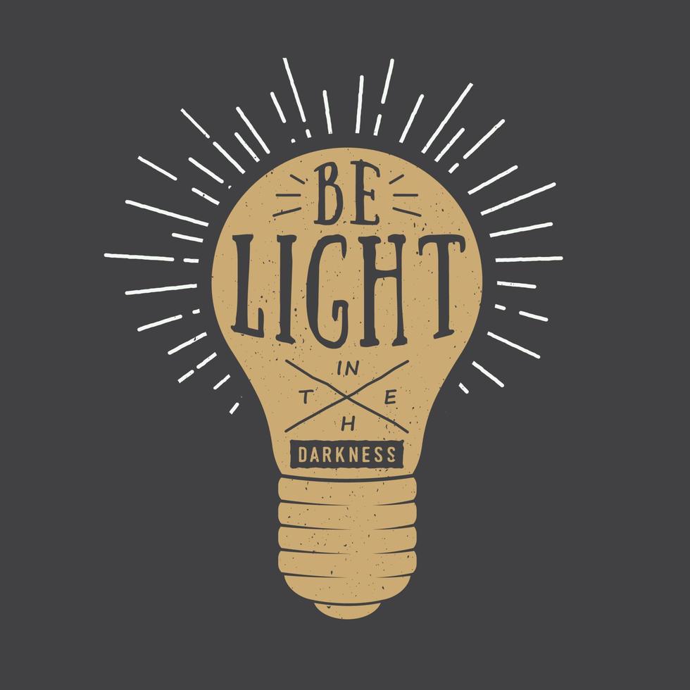 typographie vintage avec lampe et motivation et inspiration en blanc. peut être utilisé pour le logo, l'emblème, le badge, l'étiquette et le filigrane dans un style rétro. illustration vectorielle vecteur