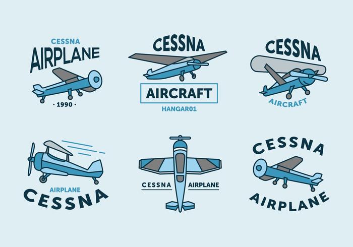 Vintage cessna logo pack de vecteur