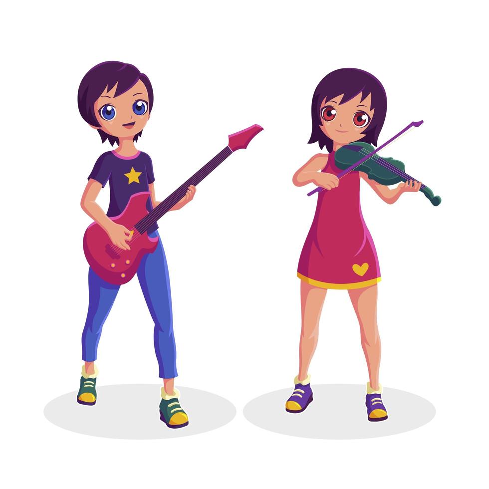 une fille en jouant un acoustique guitare. une femelle guitariste. la  musique instruments joueur illustrations. 20949411 Art vectoriel chez  Vecteezy