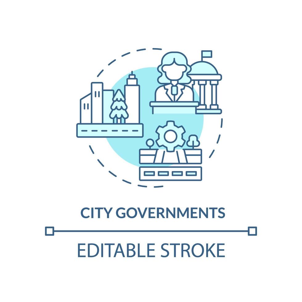 icône de concept turquoise des gouvernements municipaux. gouvernement municipal. exemple d'institution illustration de ligne mince d'idée abstraite. dessin de contour isolé. trait modifiable. vecteur