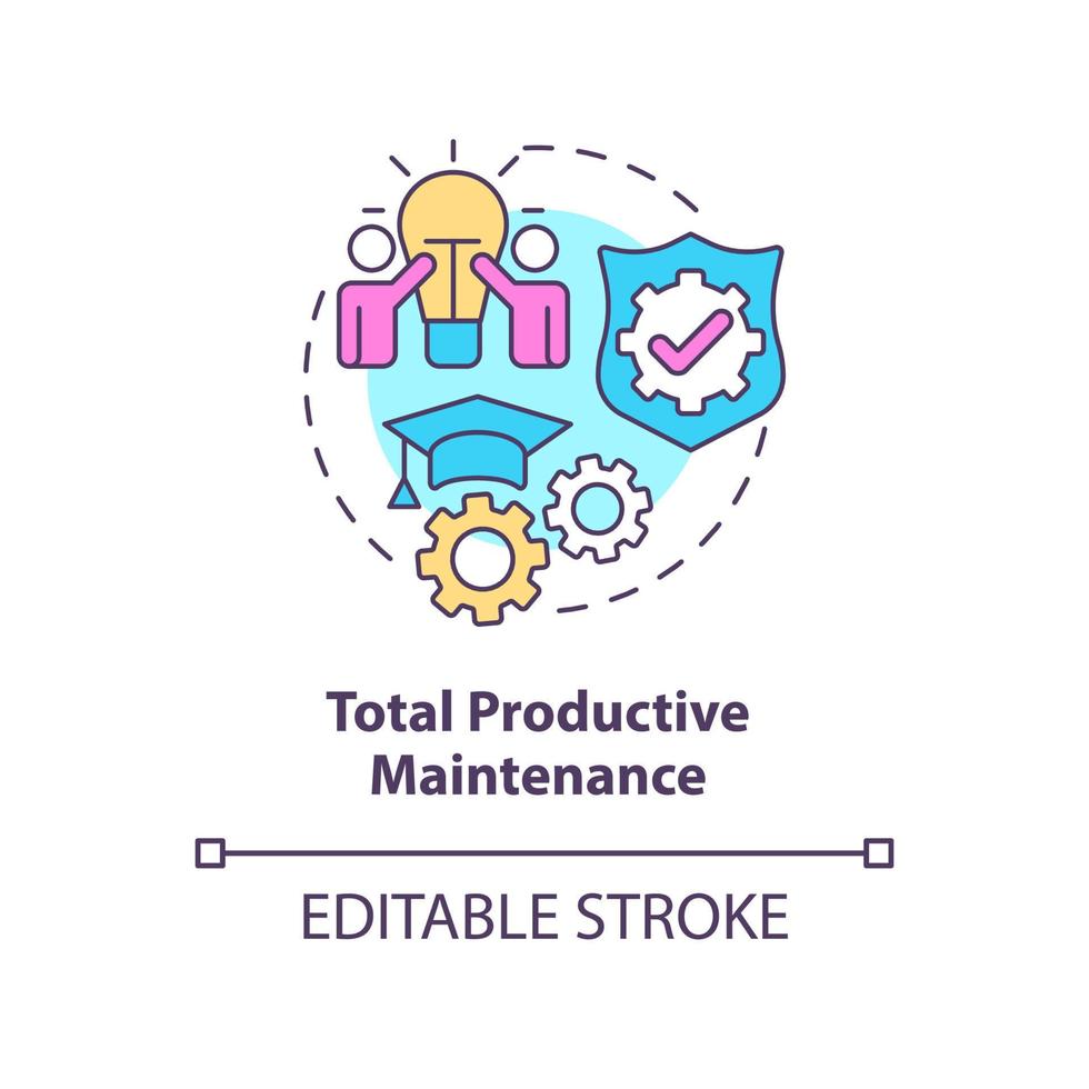 icône de concept de maintenance productive totale. illustration de ligne mince d'idée abstraite de principe de fabrication maigre. dessin de contour isolé. trait modifiable. vecteur