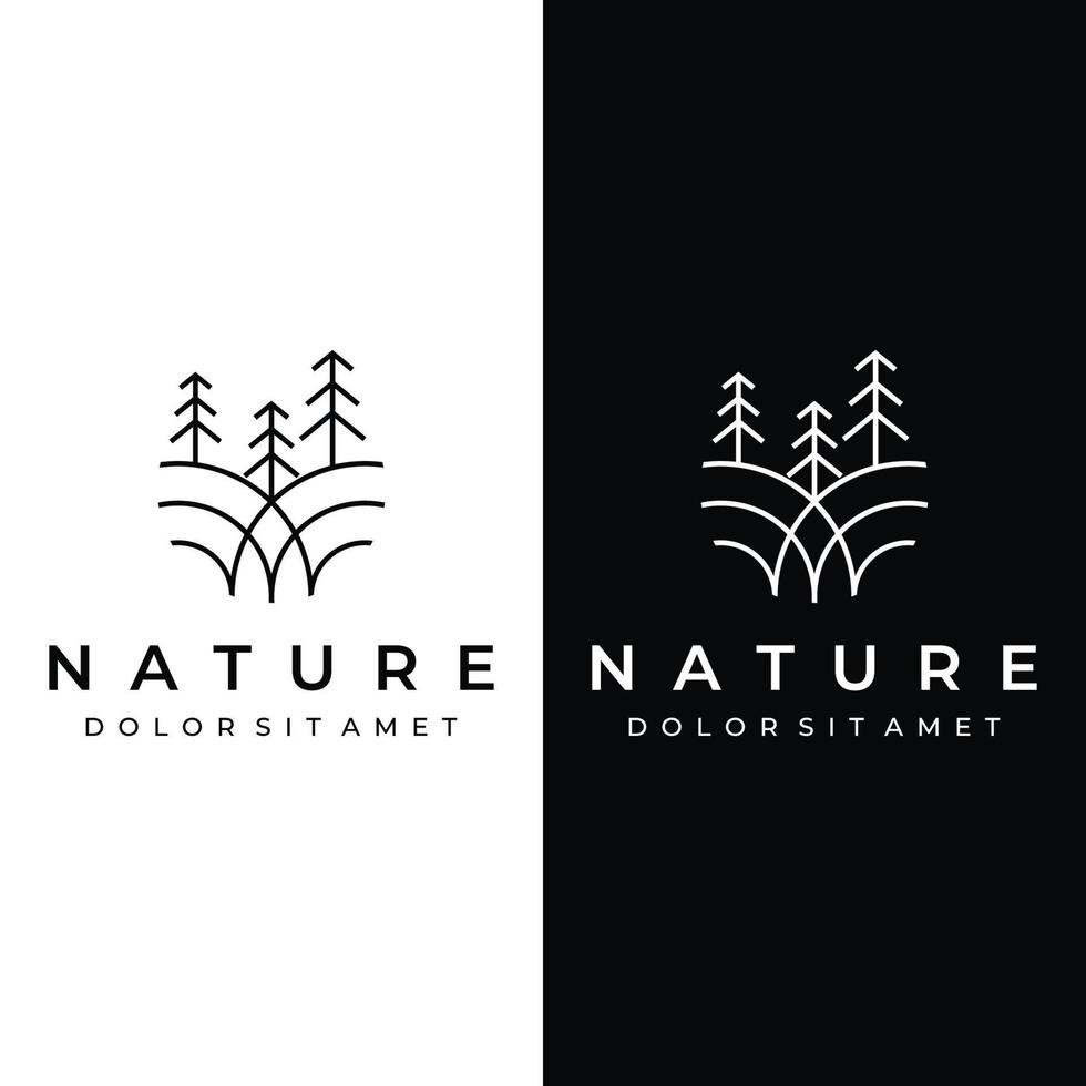 conception de modèle de logo abstrait pin et forêt de pins créatif fond isolé.logos pour badges, affaires, noël, marques et produits naturels. vecteur