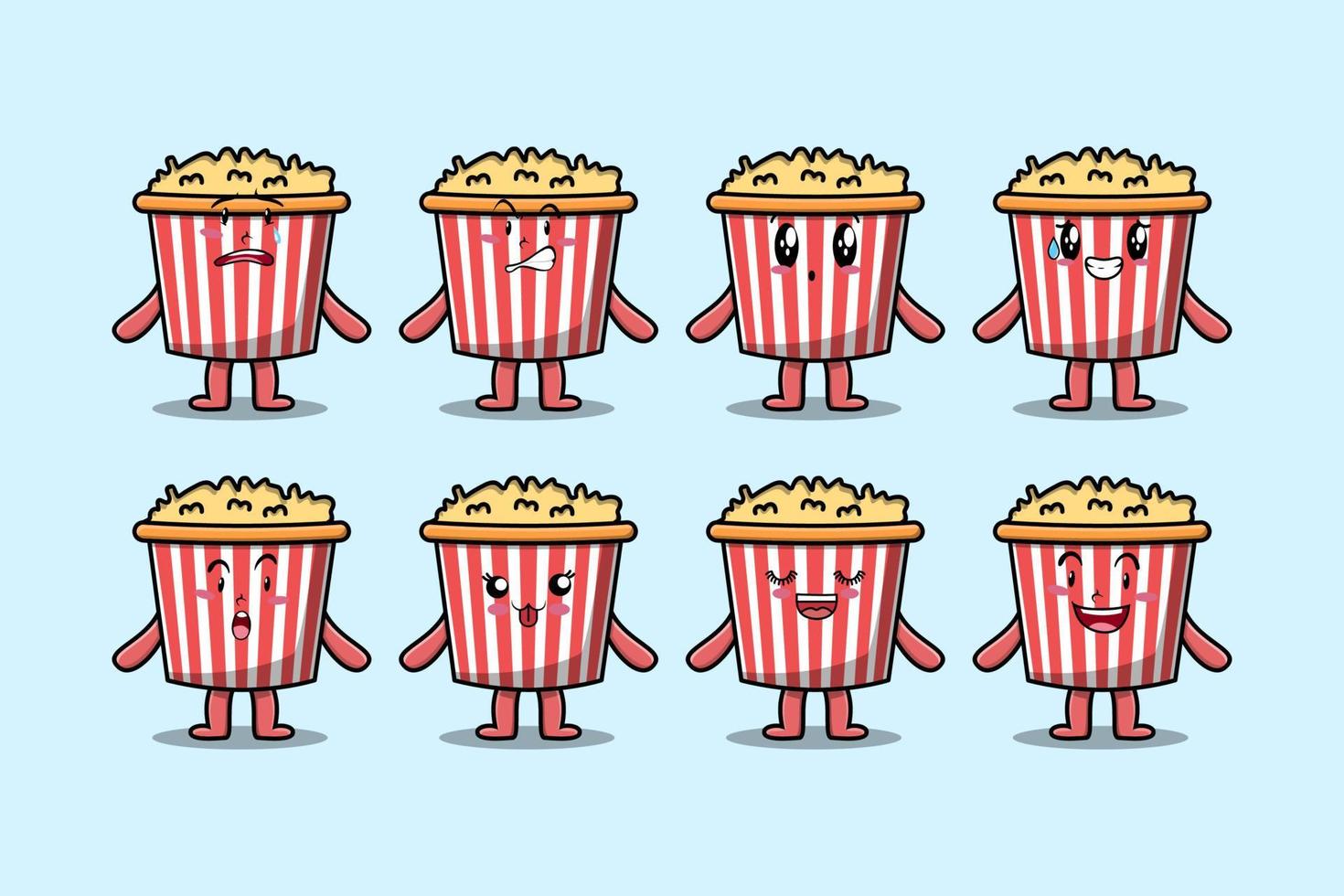 définir l'expression du personnage de dessin animé de pop-corn kawaii vecteur