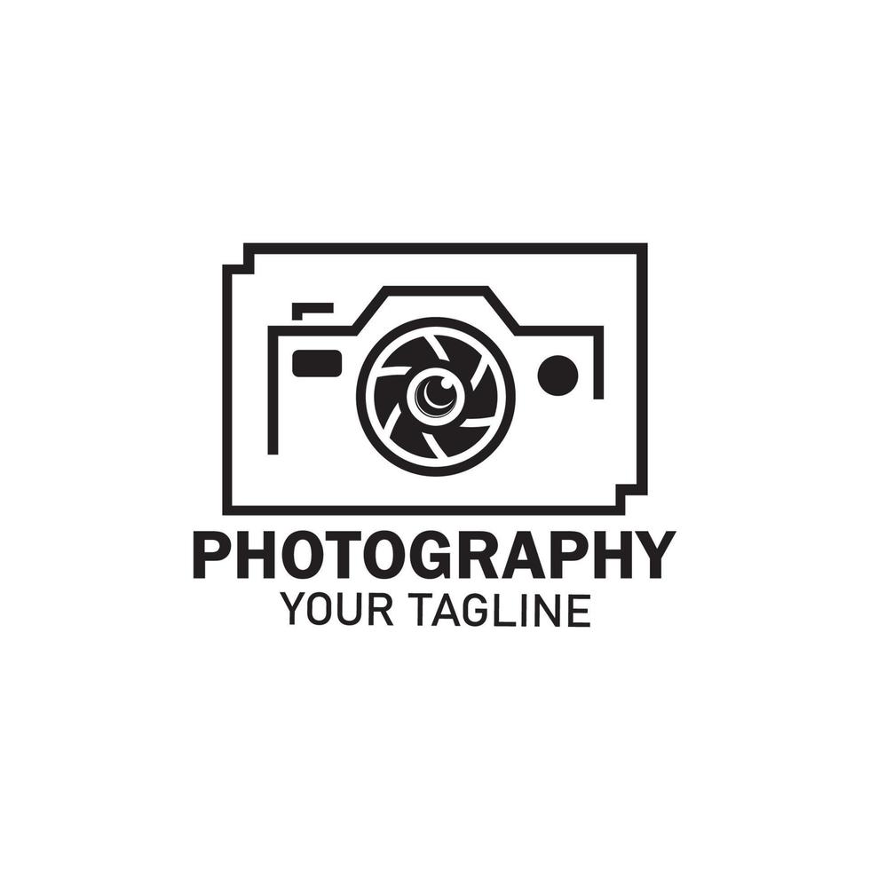 photographie appareil photo logo vecteur icône modèle de conception isolé sur fond noir