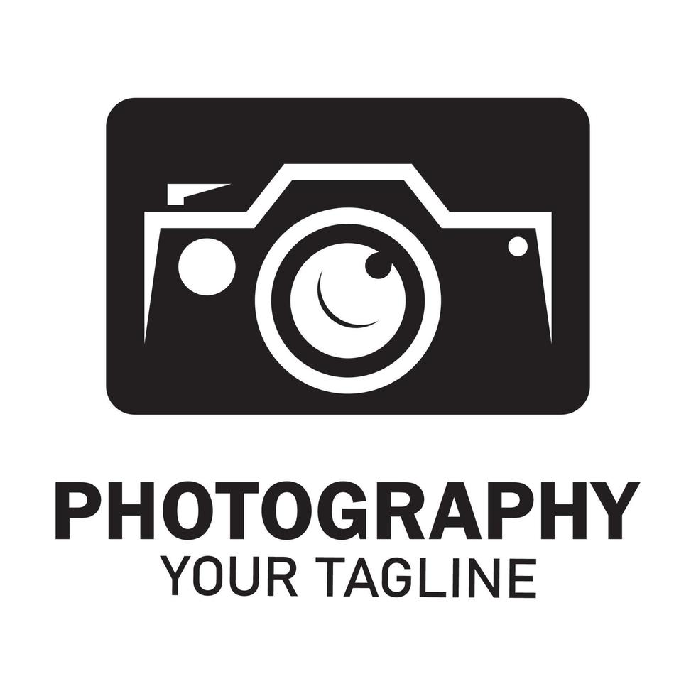 photographie appareil photo logo vecteur icône modèle de conception isolé sur fond noir