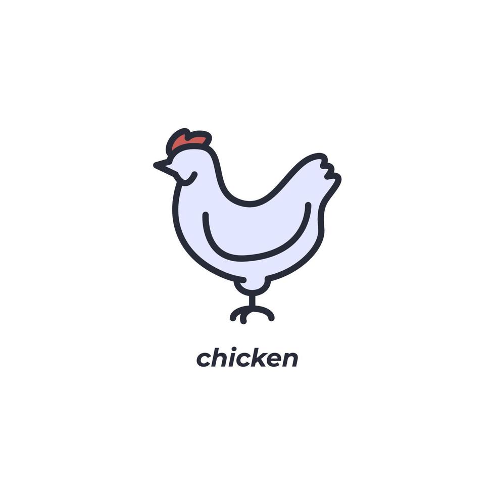 signe vecteur symbole de poulet est isolé sur un fond blanc. couleur de l'icône modifiable.