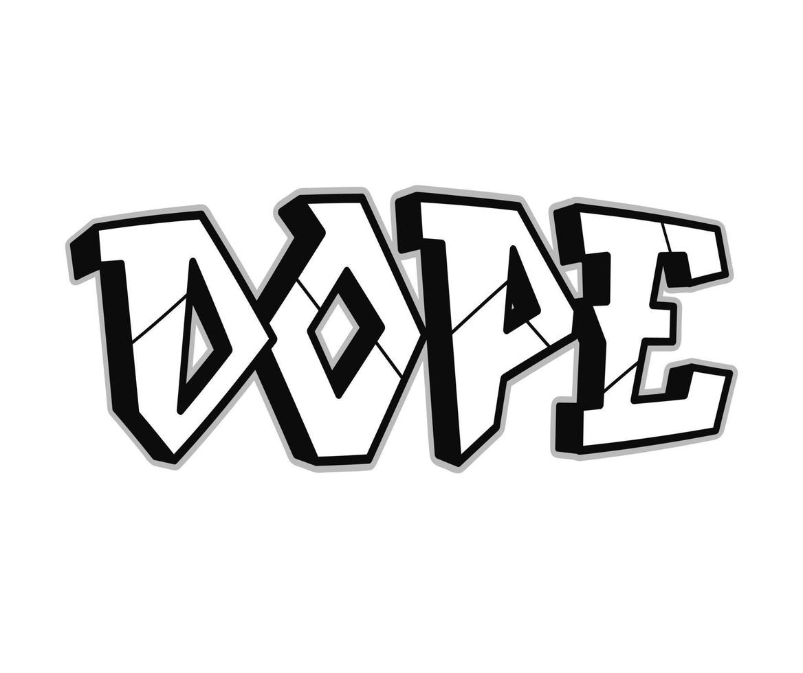 dope mot trippy psychédélique graffiti style lettres.vecteur dessiné à la main doodle dessin animé logo dope illustration. drôles de lettres trippantes cool, mode, impression de style graffiti pour t-shirt, concept d'affiche vecteur