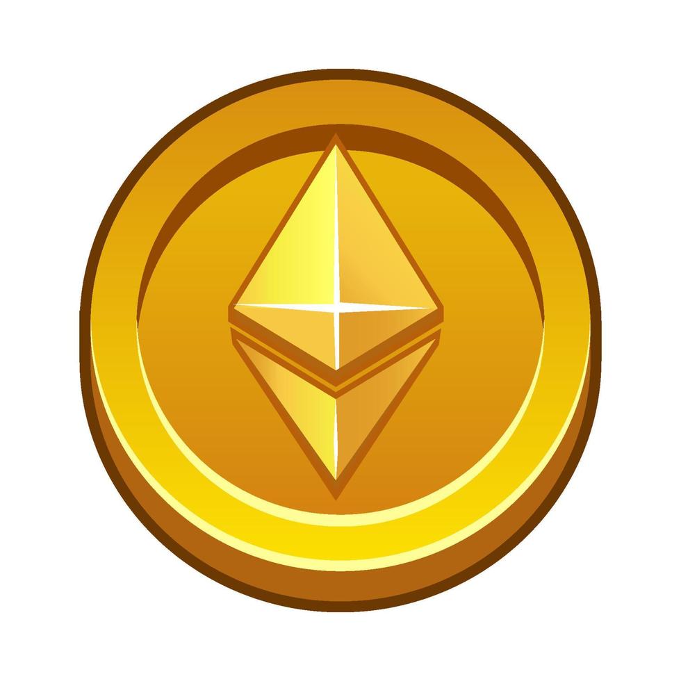 pièce d'éther d'or. crypto-monnaie, monnaie internet ethereum du futur. vecteur