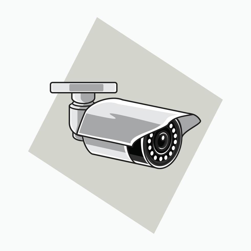 icône de vidéosurveillance blanche - vidéosurveillance en forme de tube avec lentille noire - icône colorée, symbole, logo de dessin animé pour le système de sécurité vecteur