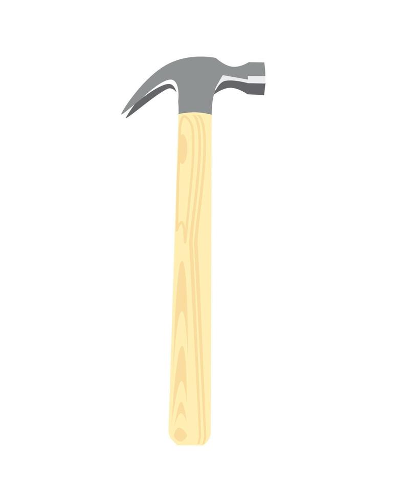 vecteur d'outils isolés marteau à griffes avec bâton en bois brun pour poignée