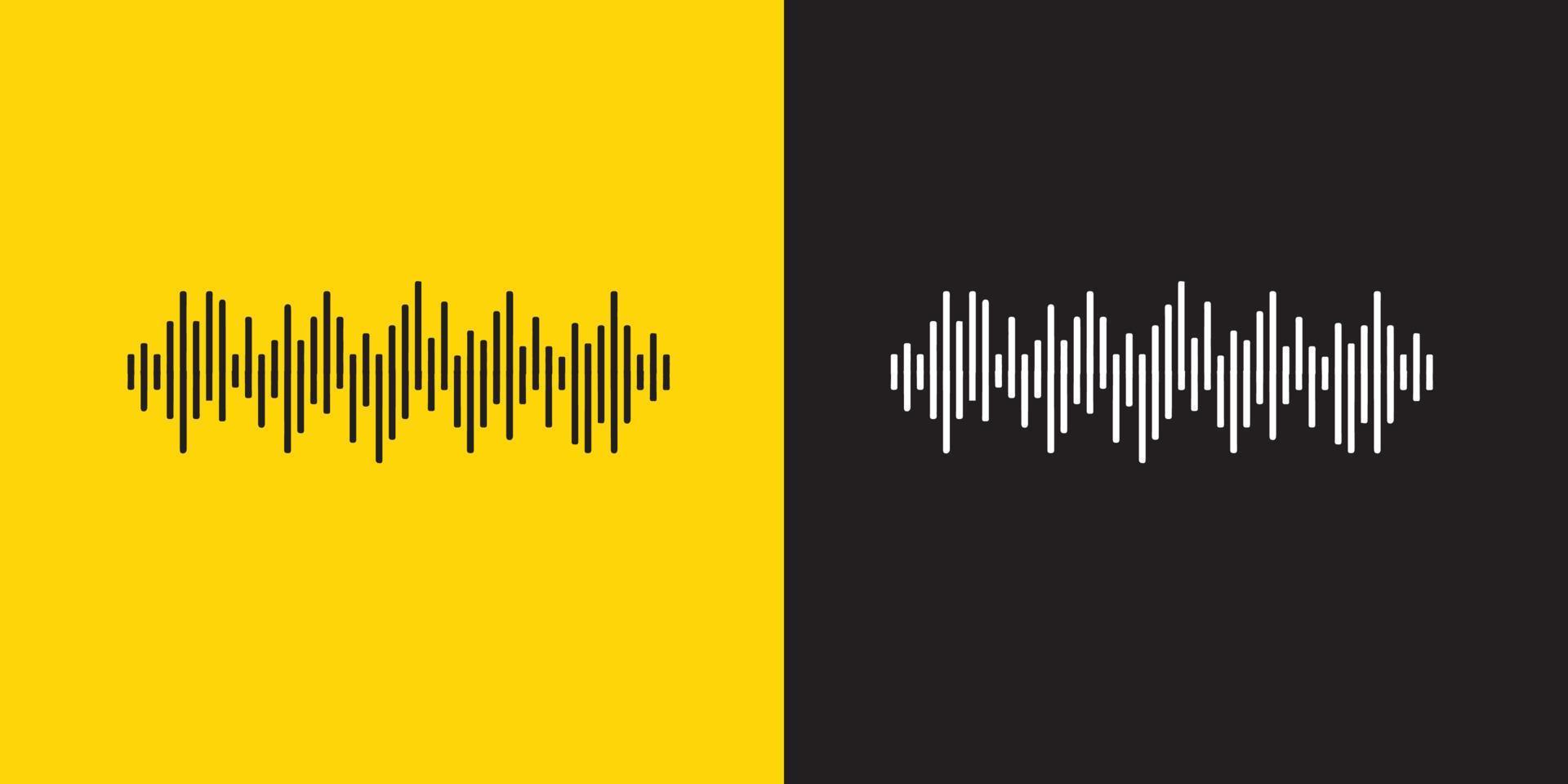 icône de formes d'ondes sonores vectorielles. ondes sonores et illustration vectorielle d'impulsion musicale sur fond noir et orange vecteur