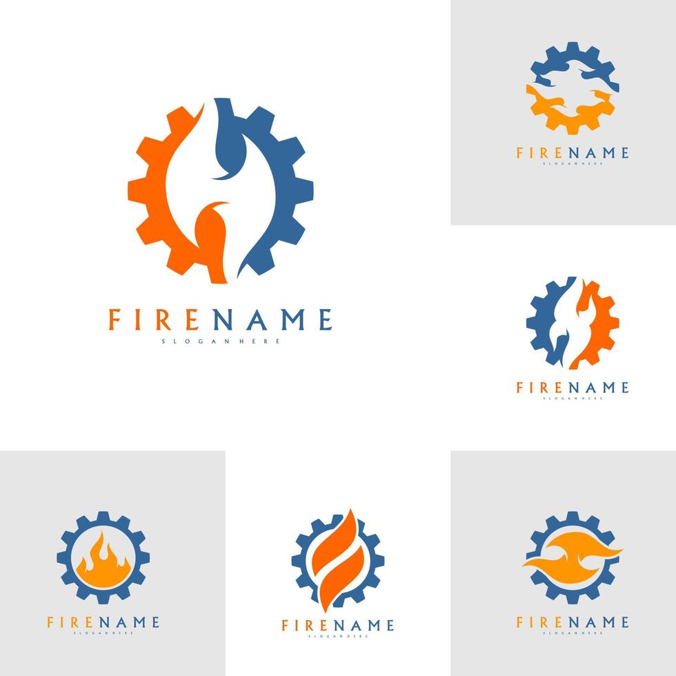 ensemble de conceptions de logo d'équipement d'incendie vecteur, modèle de logo de l'industrie du feu vecteur