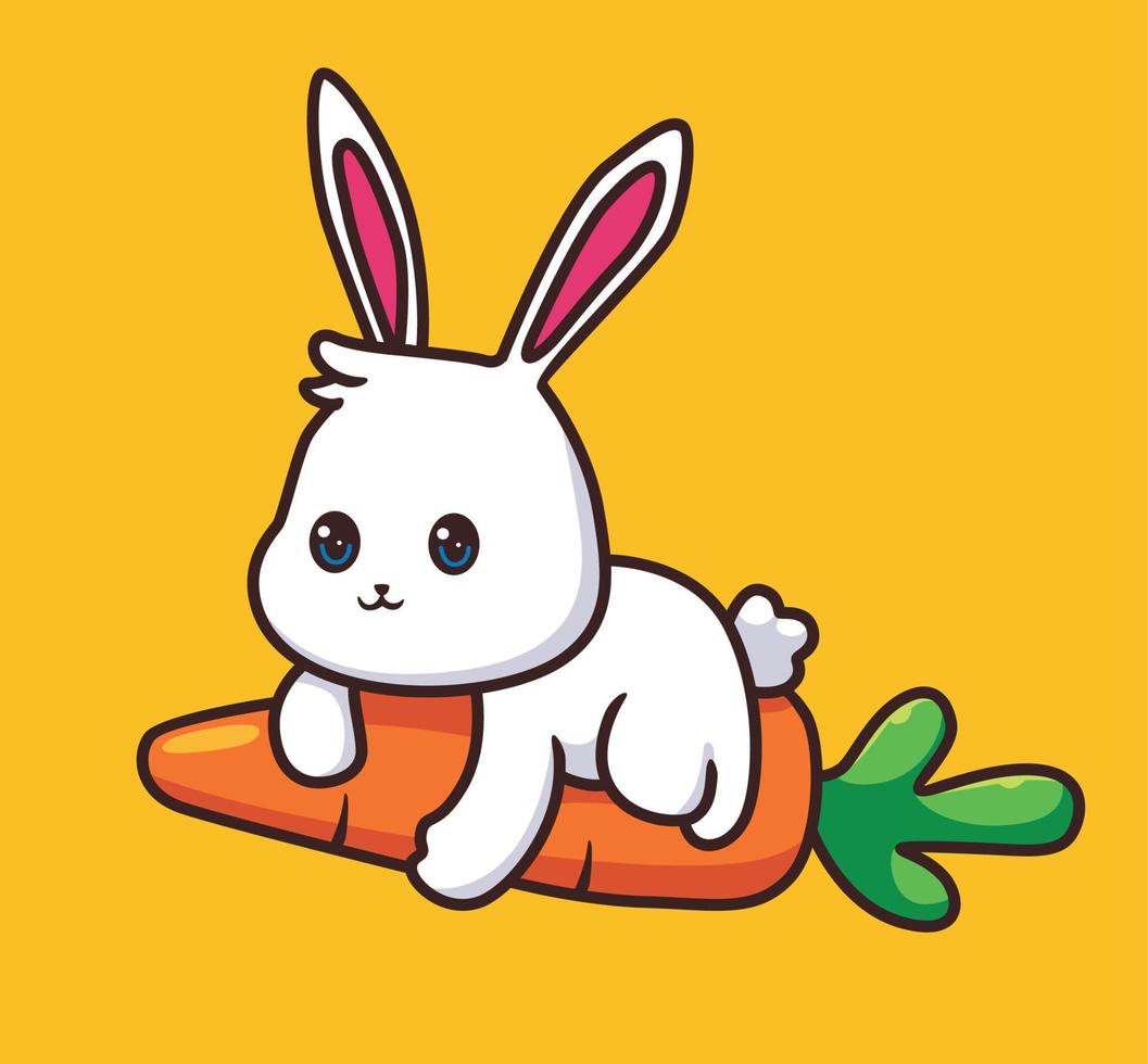 lapin chevauchant une illustration de dessin animé de carotte vecteur