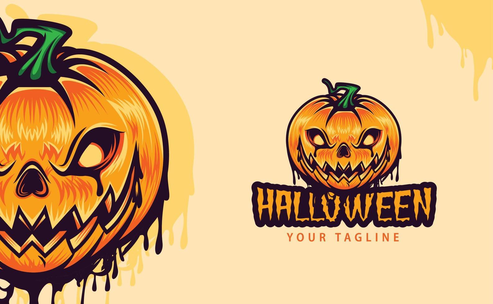 création de logo de mascotte de citrouille pour le festival traditionnel d'halloween vecteur