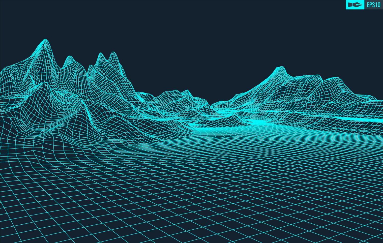 3d filaire terrain grand angle eps10 vecteur