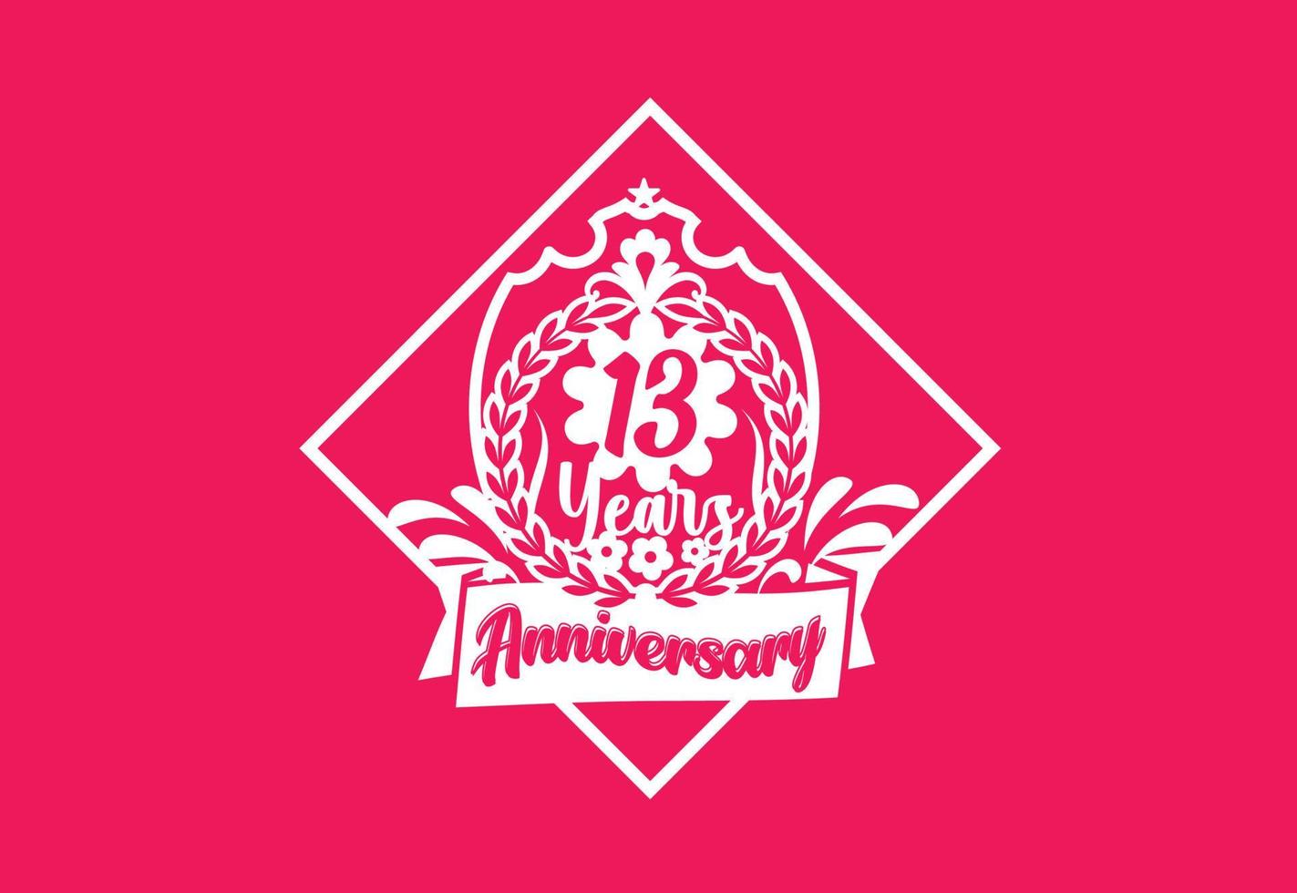 Conception de logo et d'autocollant d'anniversaire de 13 ans vecteur