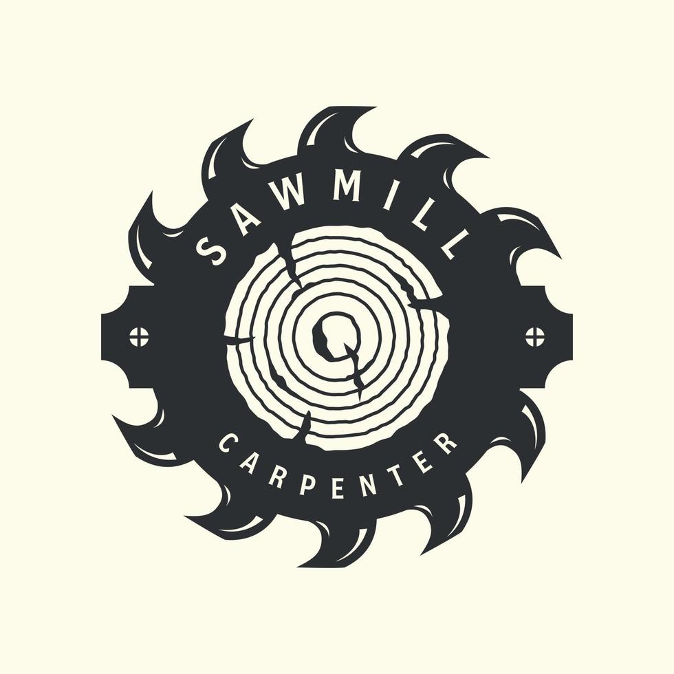 scierie charpentier logo vintage modèle vectoriel illustration design