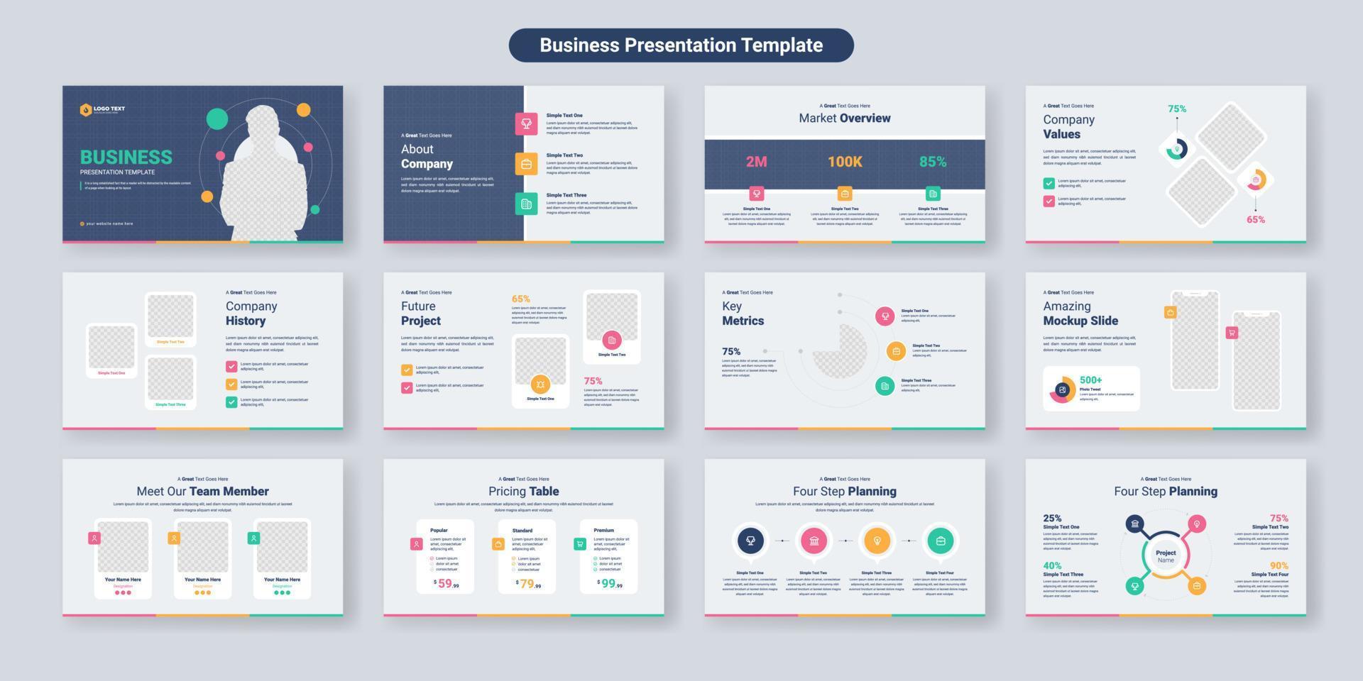 conception de modèle de diapositives de présentation d'entreprise créative. utiliser pour l'arrière-plan de présentation moderne, la conception de brochures, le curseur de site Web, la page d'accueil, le rapport annuel, le profil de l'entreprise vecteur