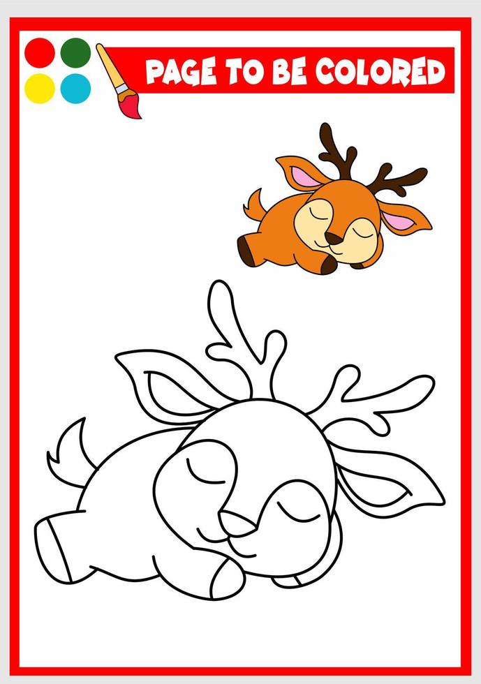 livre de coloriage pour les enfants. cerf mignon vecteur