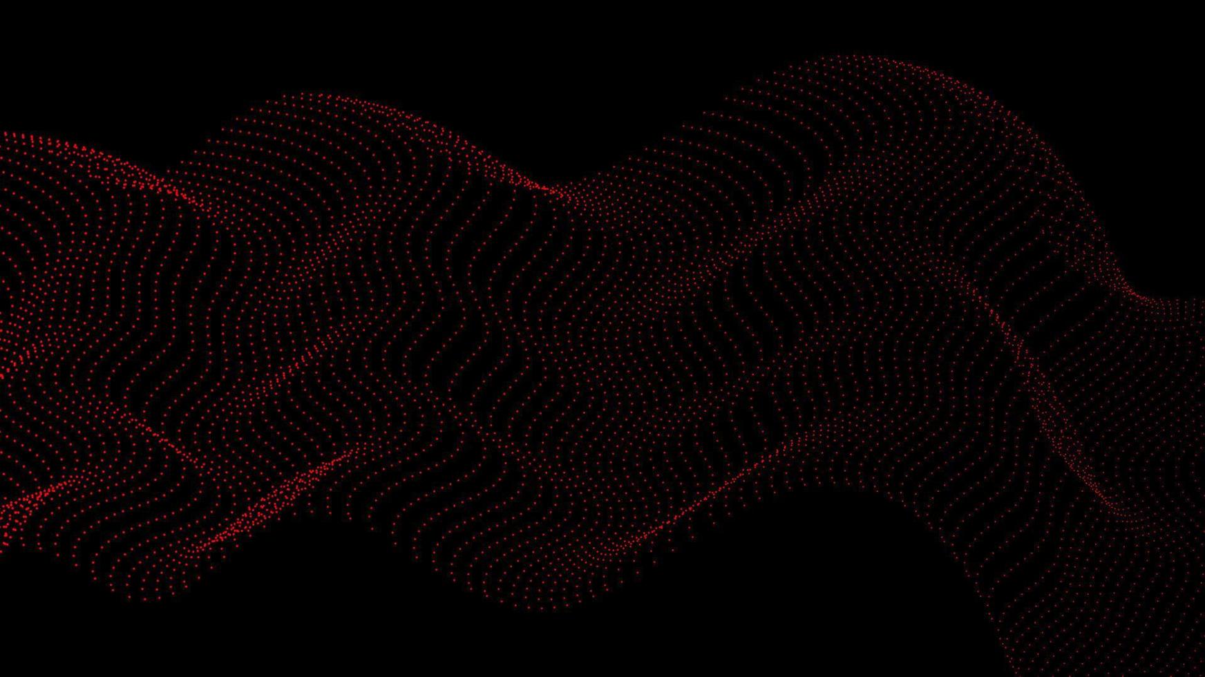 technologie abstraite concept futuriste numérique points rouges forme d'onde de particules isolée sur fond sombre et texture vecteur