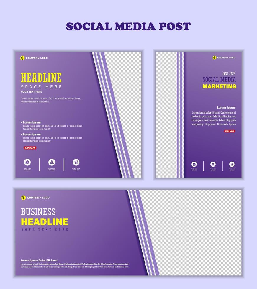 publication sur les médias sociaux de fond de couleur violette vecteur