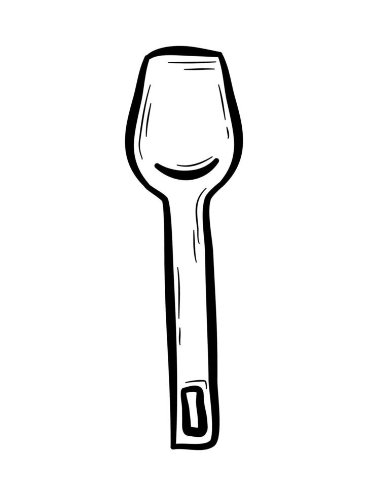 spatule de cuisine dessinée à la main. outil de cuisson, ustensile de cuisine pour retourner et mélanger les aliments. illustration vectorielle plane dans un style doodle. vecteur