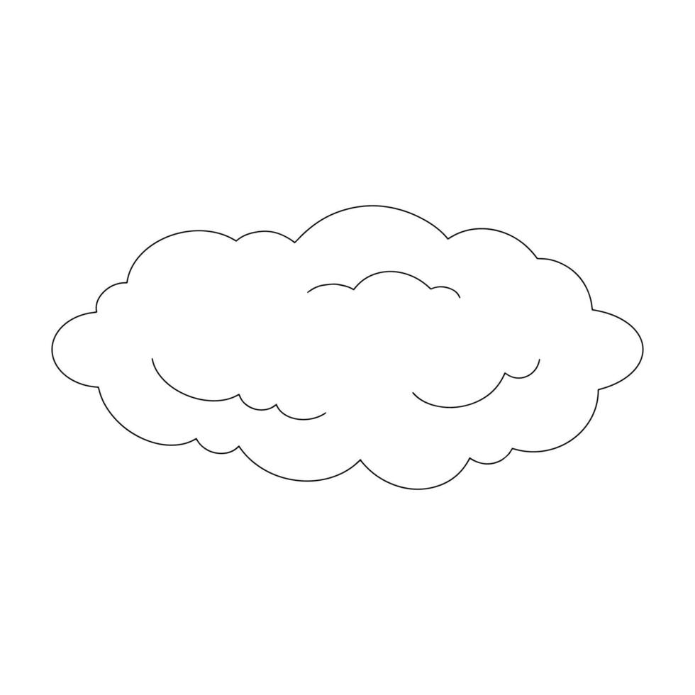 nuage simple. page de livre de coloriage pour les enfants. personnage de style dessin animé. illustration vectorielle isolée sur fond blanc. vecteur