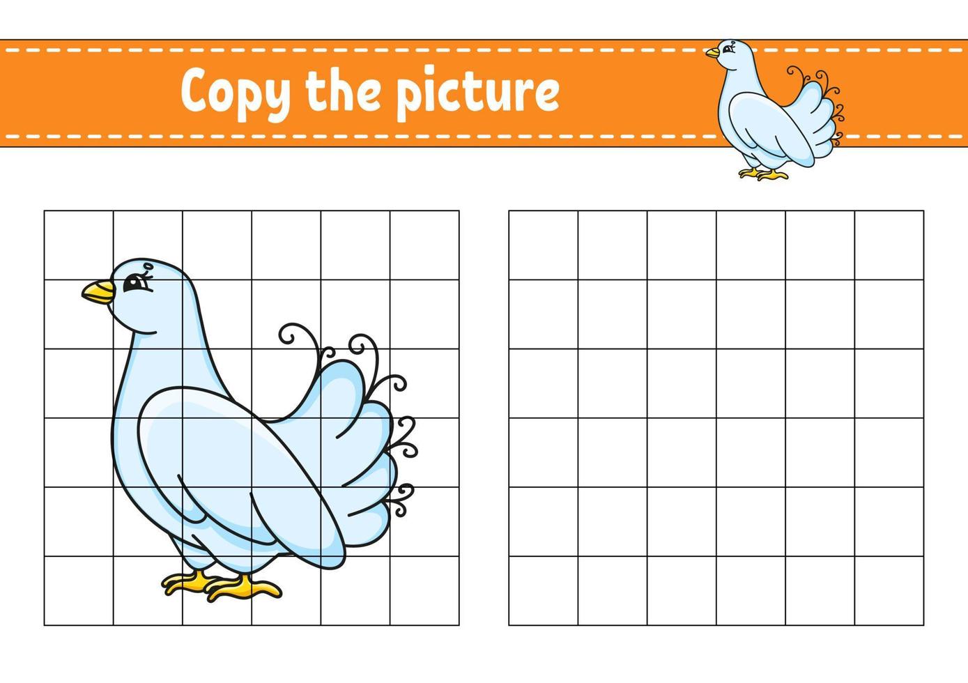 copier l'image. pages de livre de coloriage pour les enfants. feuille de travail de développement de l'éducation. jeu pour enfants. pratique de l'écriture manuscrite. personnage de dessin animé. illustration vectorielle. vecteur